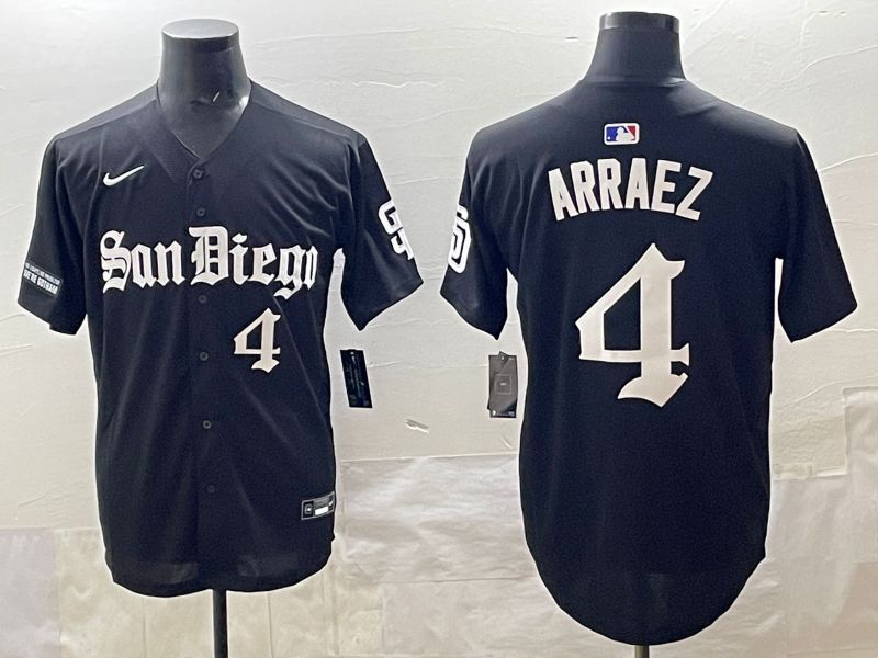 Men 2025 San Diego Padres #4 Arraez Black Five generations Joint Name Nike MLB Jersey style 13->san diego padres->MLB Jersey
